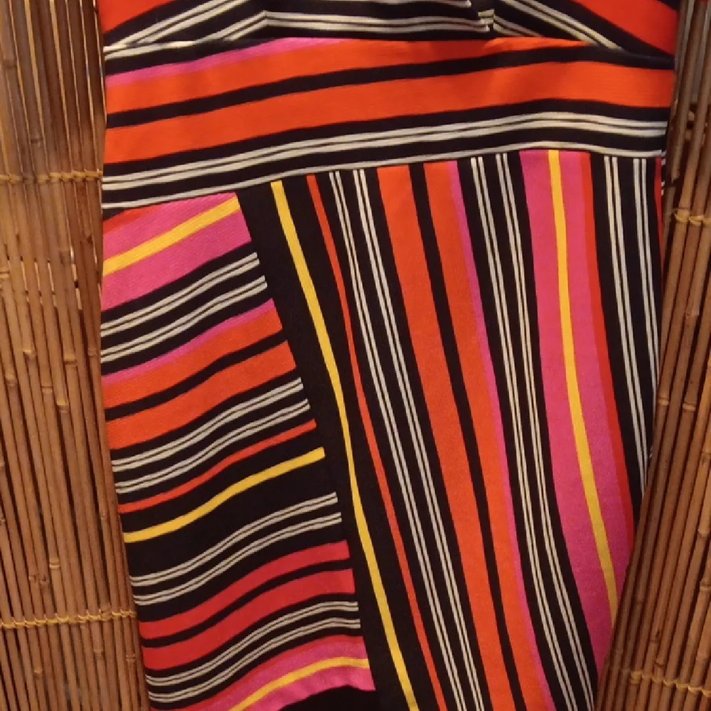 Cato Orange Black Sheath Midi Dress V-Neck Short Sleeve - Picture 8 of 14